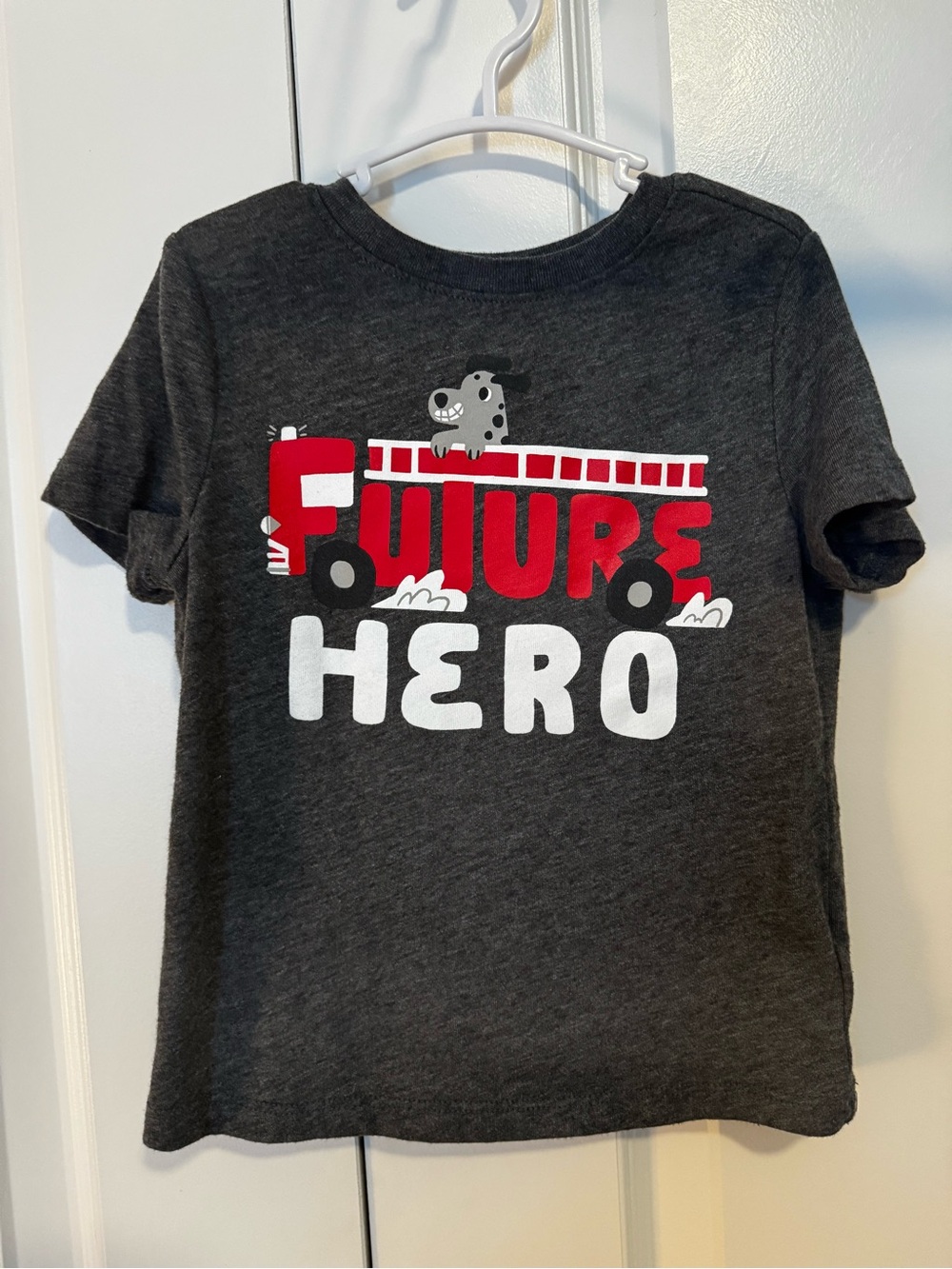 Old Navy Future Hero Fire Truck Graphic Tee - Gray & Red